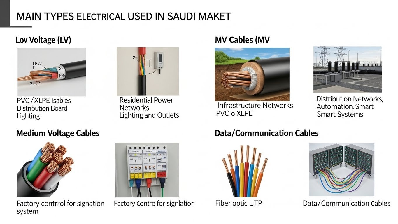 أنواع الكابلات الكهربائية